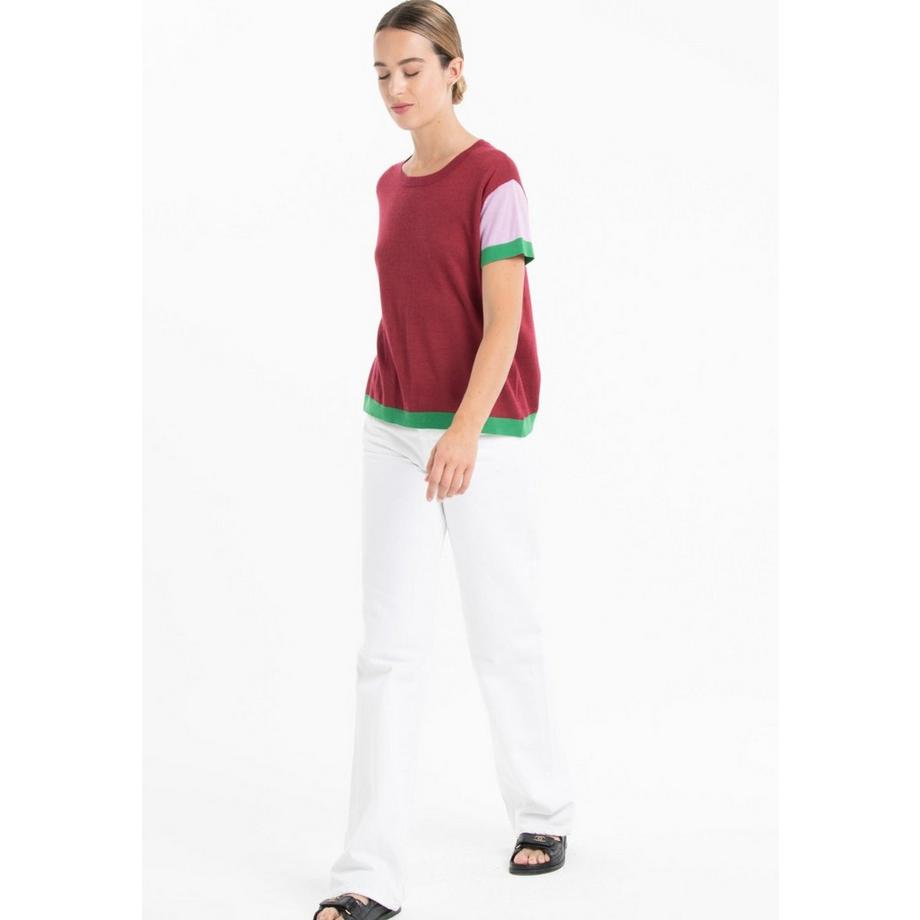 Studio Cashmere8 KELLY 7 Tricolore Col Rond Manches Courtes T-Shirt  