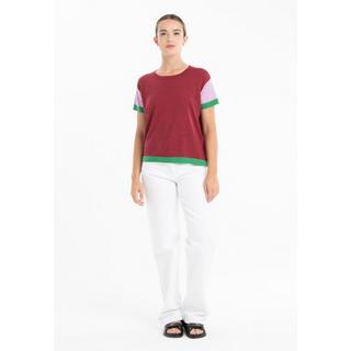 Studio Cashmere8  T shirt col rond manches courtes tricolore 2 fils ultrafin en cachemire et laine KELLY 7 