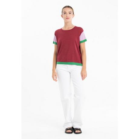 Studio Cashmere8  T shirt col rond manches courtes tricolore 2 fils ultrafin en cachemire et laine KELLY 7 