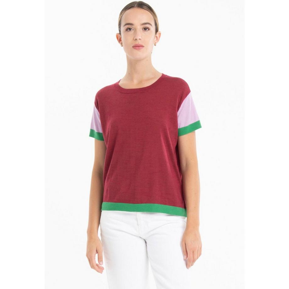 Studio Cashmere8 KELLY 7 Tricolore Col Rond Manches Courtes T-Shirt  