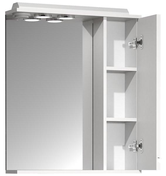 VCM Badspiegel Wandspiegel Breite 60 cm Hängespiegel Spiegelschrank Badezimmer Drehtür grifflos Beleuchtung Silora L  