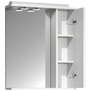 VCM Badspiegel Wandspiegel Breite 60 cm Hängespiegel Spiegelschrank Badezimmer Drehtür grifflos Beleuchtung Silora L  