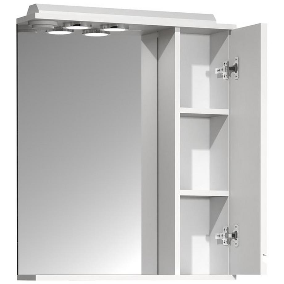 VCM miroir de salle de bain miroir mural largeur 60 cm miroir suspendu armoire de toilette salle de bain porte tournante sans poignée éclairage Silora L  