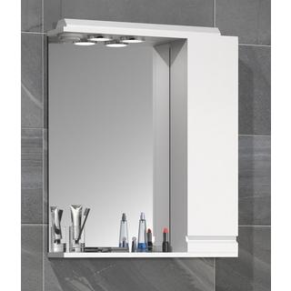VCM Badspiegel Wandspiegel Breite 60 cm Hängespiegel Spiegelschrank Badezimmer Drehtür grifflos Beleuchtung Silora L  
