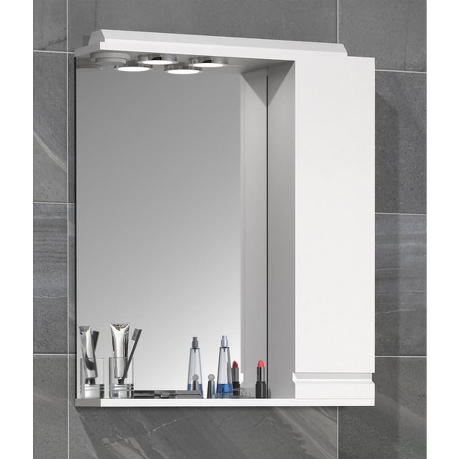 VCM miroir de salle de bain miroir mural largeur 60 cm miroir suspendu armoire de toilette salle de bain porte tournante sans poignée éclairage Silora L  