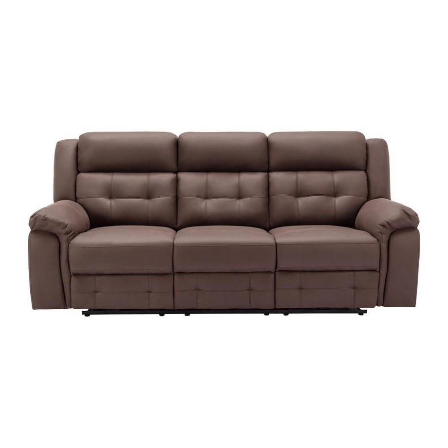 Vente-unique Canapé 3 places relax électrique en microfibre aspect cuir vieilli marron ORTIANO  