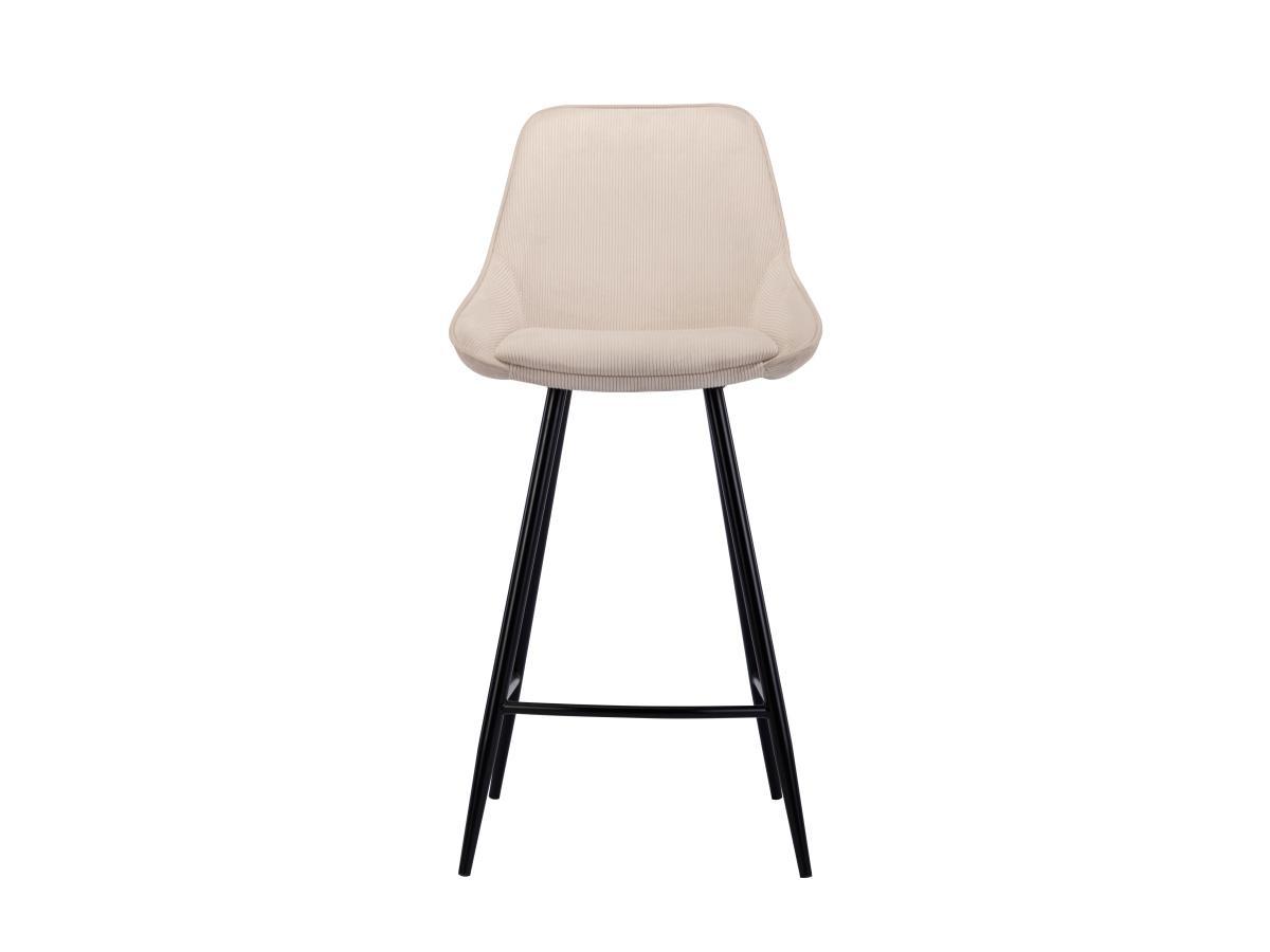 Vente-unique Sgabello da bar in Velluto a coste e Metallo Nero Panna - Lotto di 2 - MASURIE  