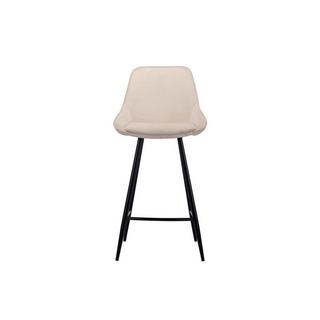 Vente-unique Sgabello da bar in Velluto a coste e Metallo Nero Panna - Lotto di 2 - MASURIE  