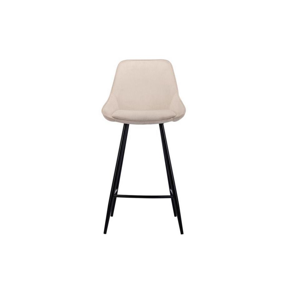 Vente-unique Barhocker 2er-Set - Cord &es Metall - Cremefarben - MASURIE  