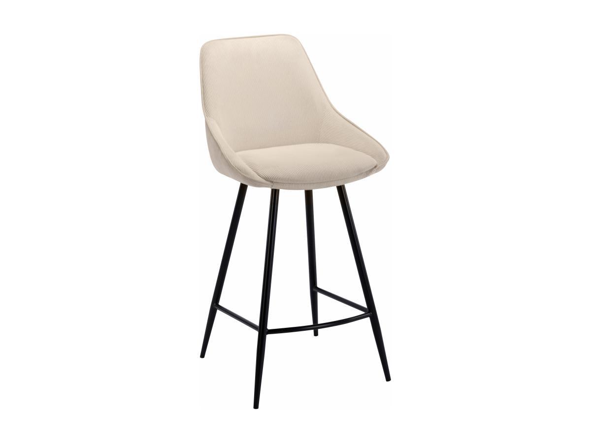 Vente-unique Sgabello da bar in Velluto a coste e Metallo Nero Panna - Lotto di 2 - MASURIE  