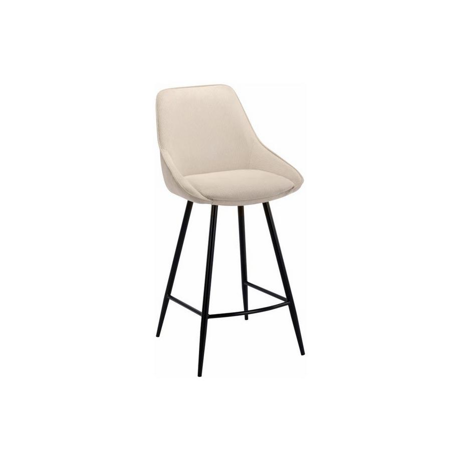 Vente-unique Barhocker 2er-Set - Cord &es Metall - Cremefarben - MASURIE  