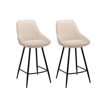 Barhocker 2er-Set - Cord &es Metall - Cremefarben - MASURIE