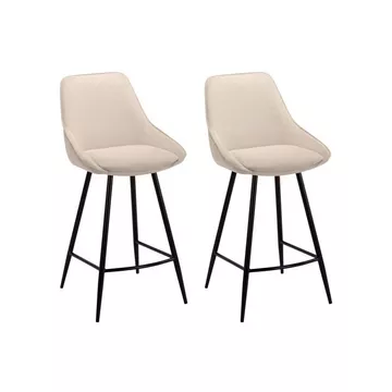 Barhocker 2er-Set - Cord & es Metall - Cremefarben - MASURIE