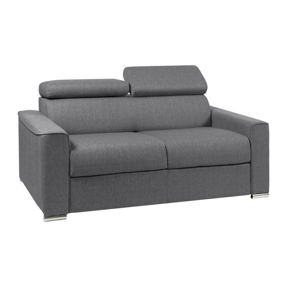 LINEA SOFA Schlafsofa 2-Sitzer - Liegefläche: 120 cm - Matratzenhöhe: 22 cm mit Memory Schaum - Stoff - Grau - VIZIR  