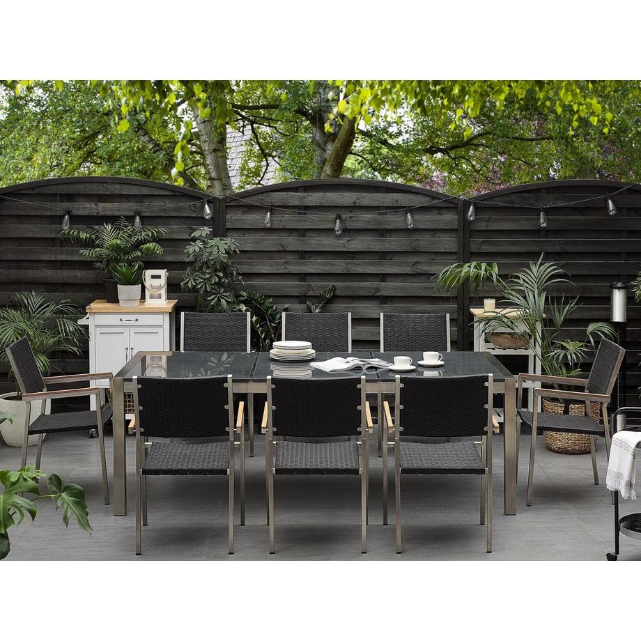 Beliani Garten-Essgruppe für 8 Personen aus Granit Industriell GROSSETO  