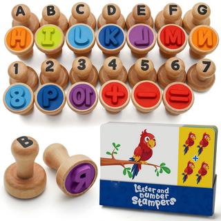 Activity-board  Lettres en bois avec sceaux numériques, lettres ABC avec sceaux et apprentissage des mathématiques avec sceaux numériques, fournitures d'art et d'artisanat 