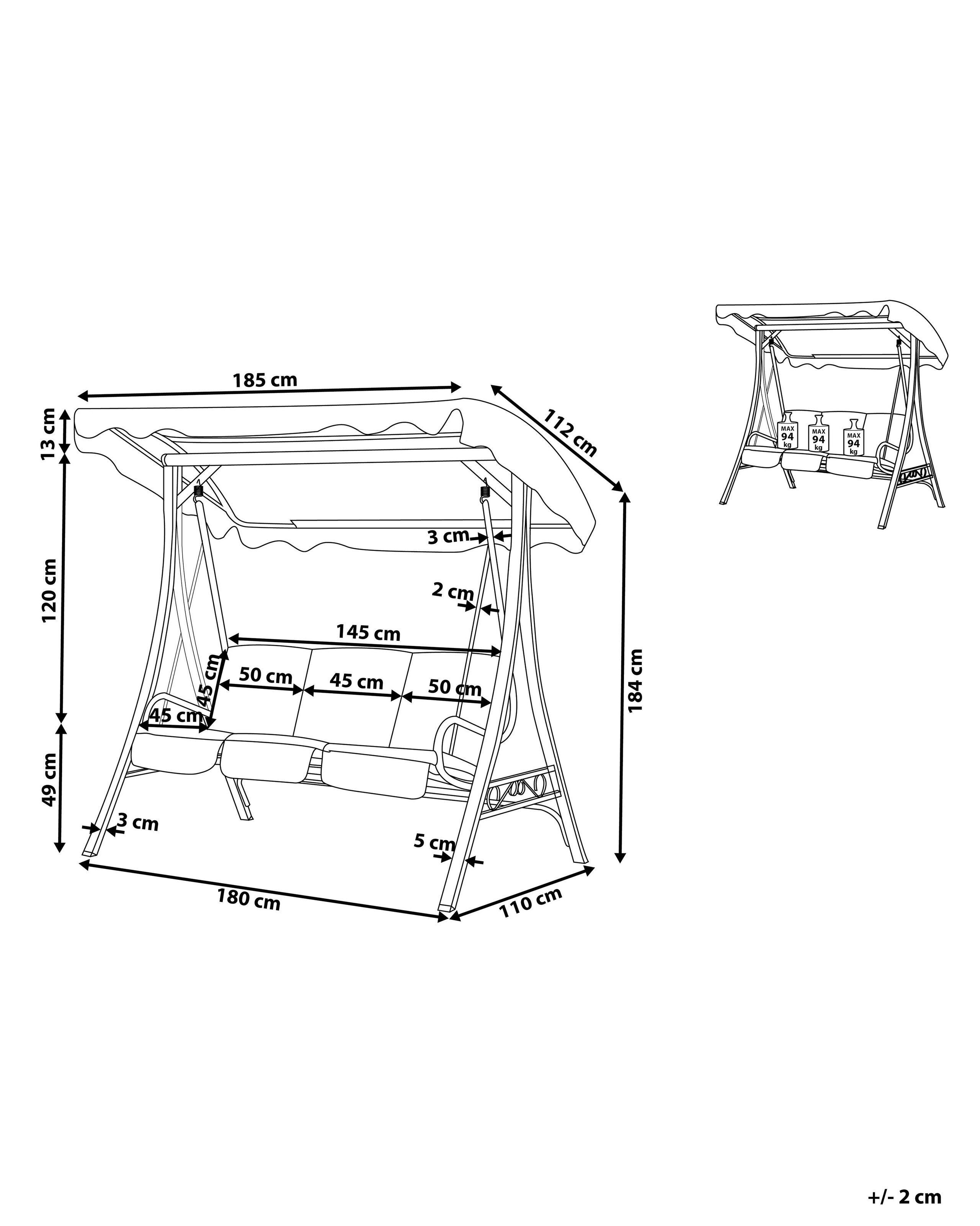 Beliani Balancelle de jardin en Polyester Traditionnel GARBO  