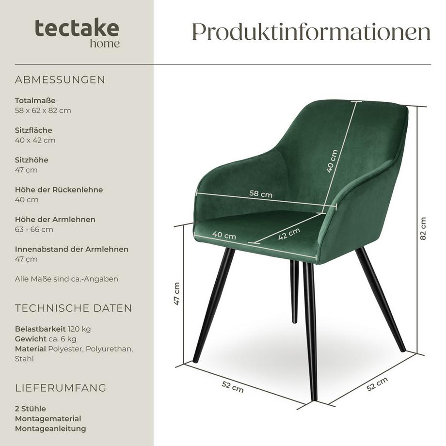 Tectake Chaise style scandinave MARILYN rembourrée aspect velours  