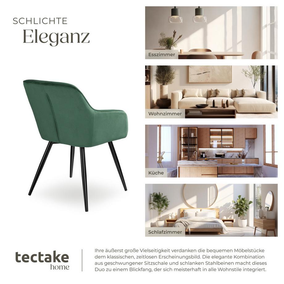 Tectake Chaise style scandinave MARILYN rembourrée aspect velours  