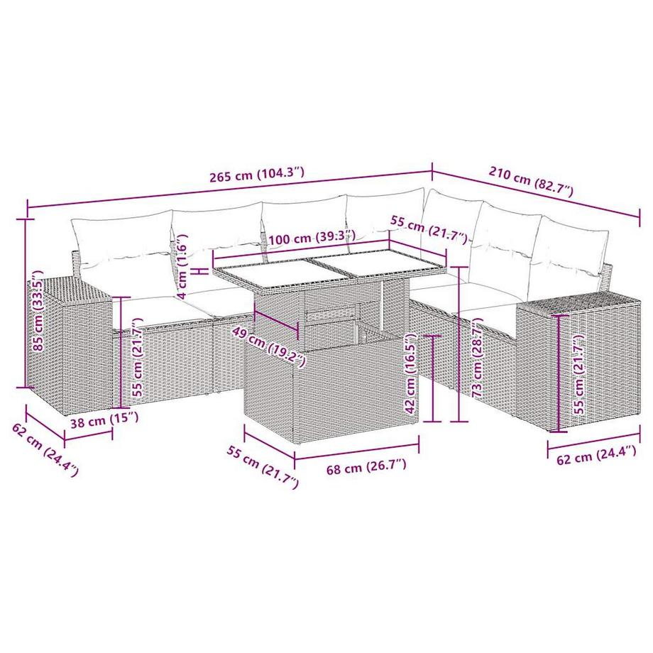 VidaXL set di divani da giardino Polirattan  