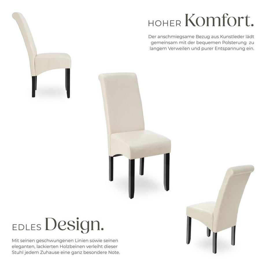 Tectake Esszimmerstuhl  gepolstert mit Kunstlederbezug hohe Rückenlehne  