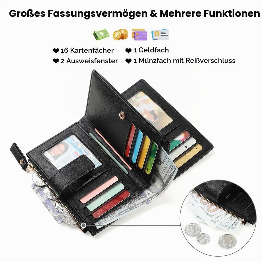 Only-bags.store  Geldbörse Leder Geldbörse klein RFID-Schutz 