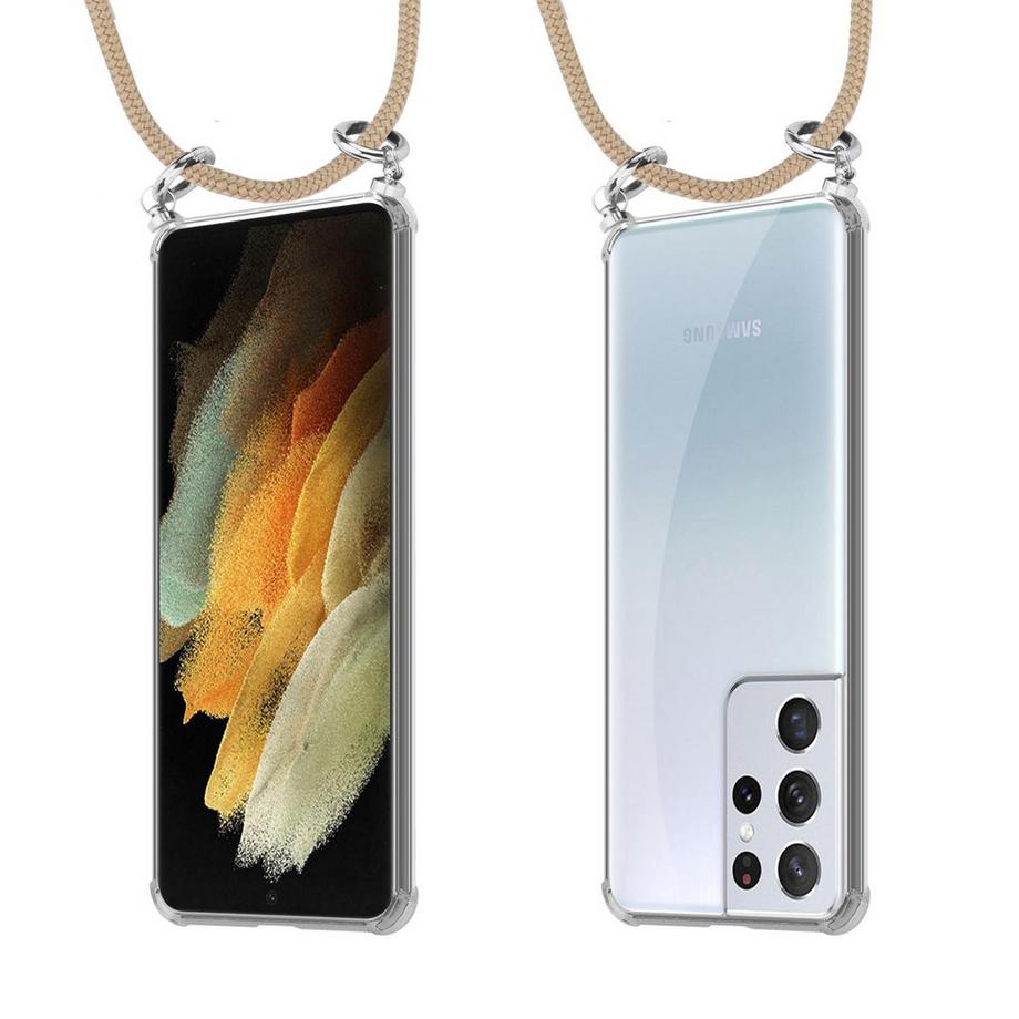Cadorabo  Handy Kette für Samsung Galaxy S21 ULTRA Silikon mit Silbernen Ringen 
