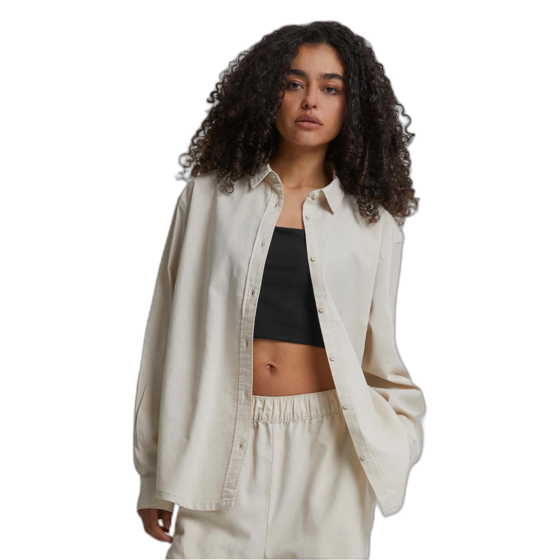 URBAN CLASSICS Camicia Oversize in Misto Lino  