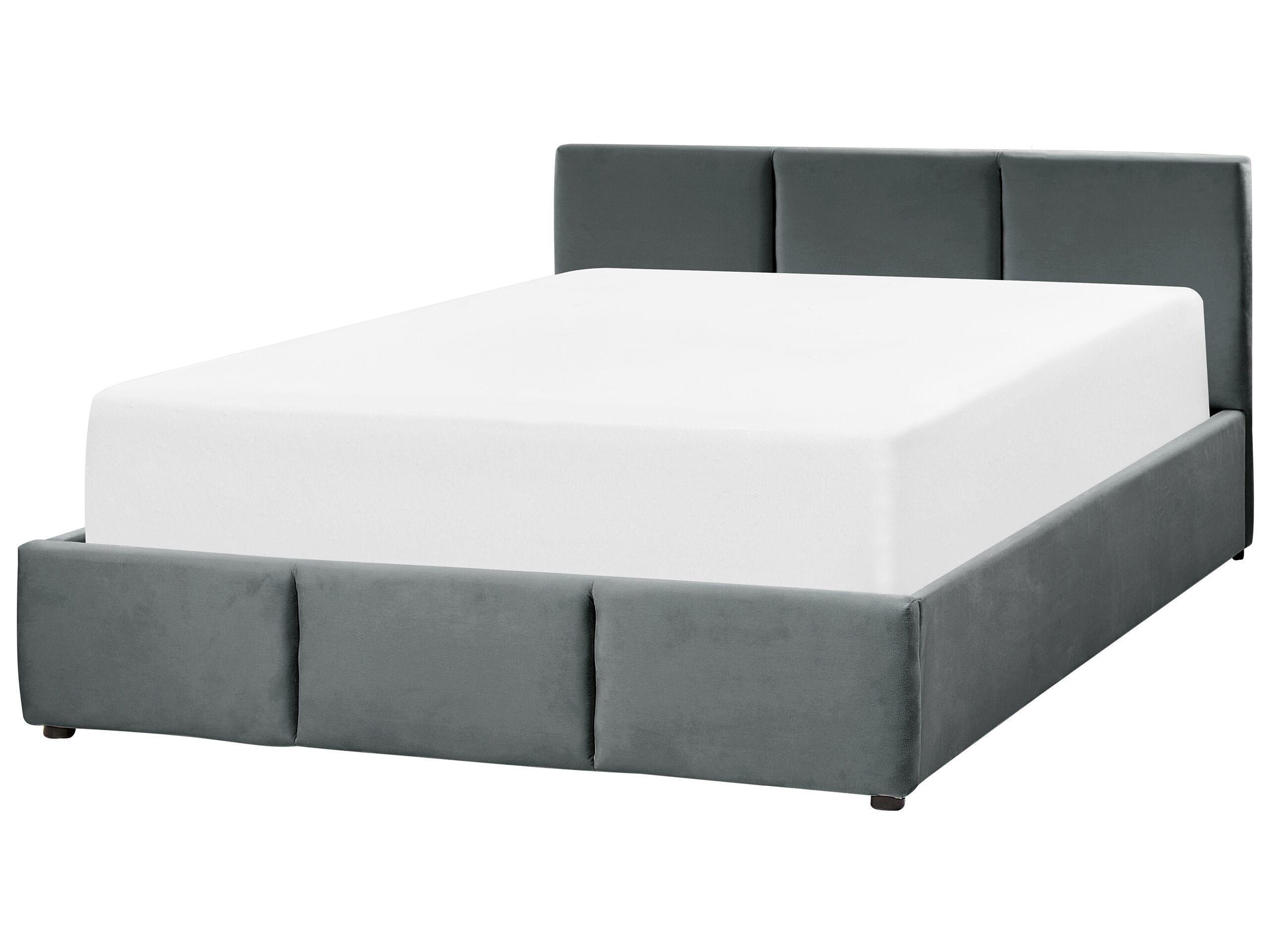 Beliani Bett mit Stauraum aus Samtstoff BOUSSE  