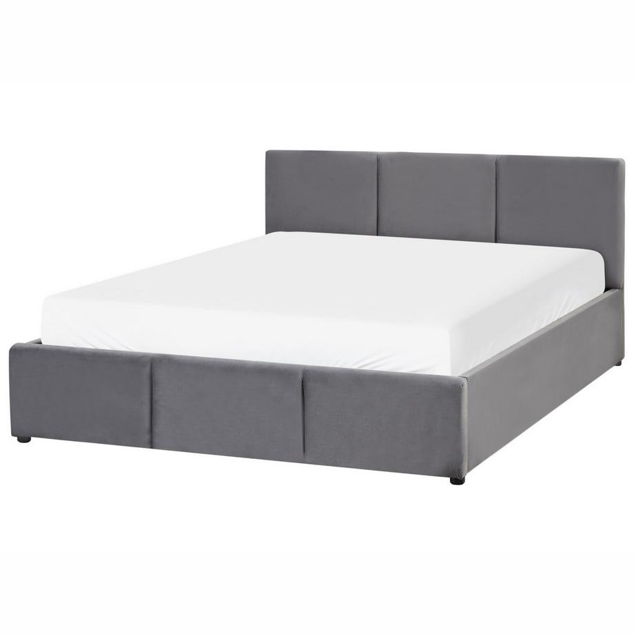 Beliani Bett mit Stauraum aus Samtstoff  BOUSSE  