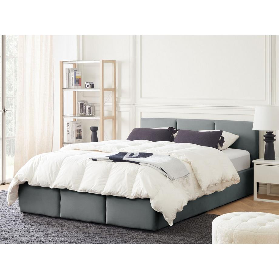 Beliani Bett mit Stauraum aus Samtstoff  BOUSSE  