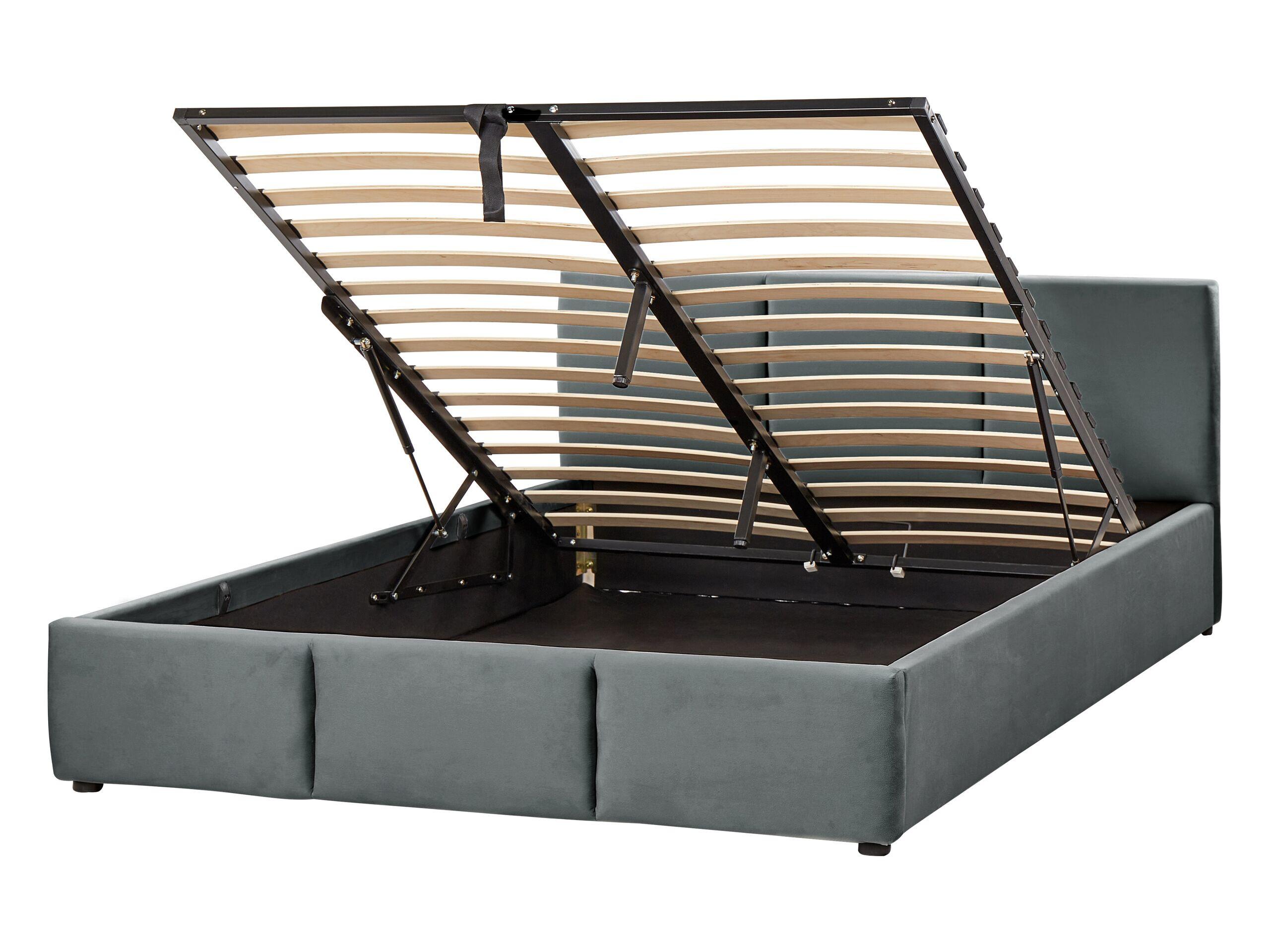 Beliani Bett mit Stauraum aus Samtstoff BOUSSE  