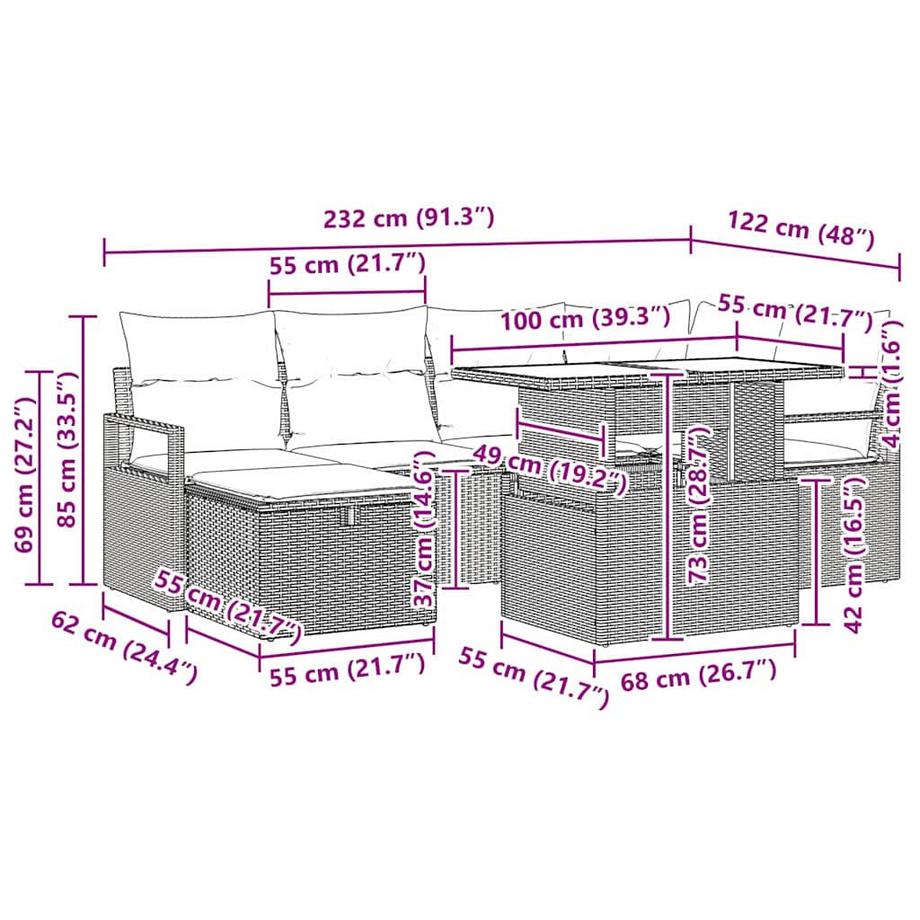 VidaXL Gartensofa-set poly-rattan  