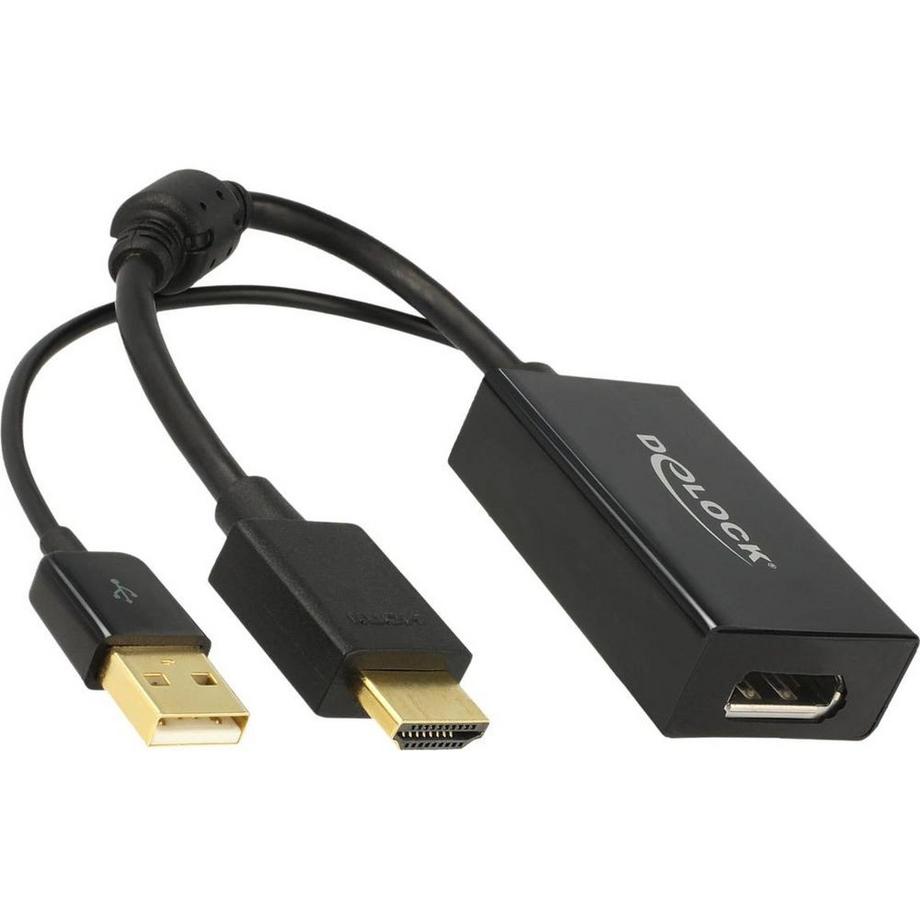 DeLock  HDMI / DisplayPort Adattatore [1x Spina HDMI - 1x Presa DisplayPort] Nero contatti connettore dorati 