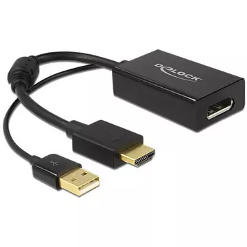 DeLOCK 0.245m HDMI+USB2.0-ADisplayPort 0,254 m HDMI + USB Schwarz