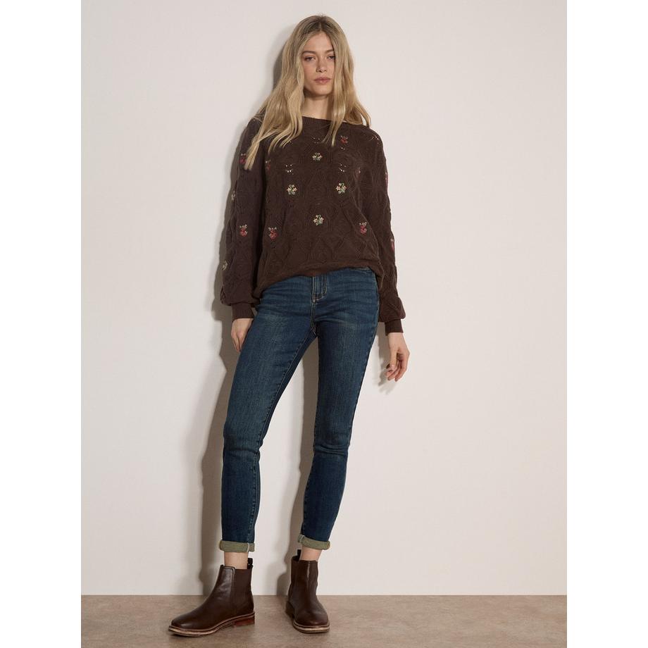 APRICOT Pointelle Knit Floral Embroidered Jumper  