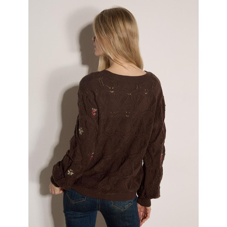 APRICOT Pointelle Knit Floral Embroidered Jumper  
