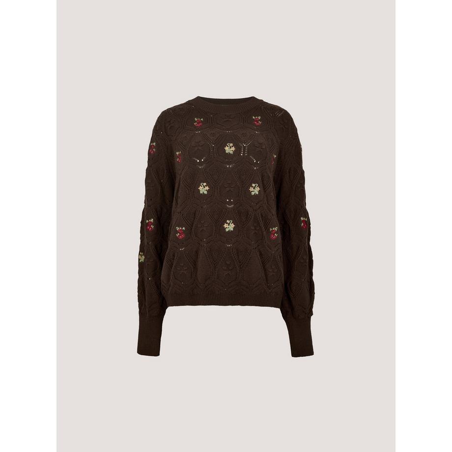 APRICOT Pointelle Knit Floral Embroidered Jumper  