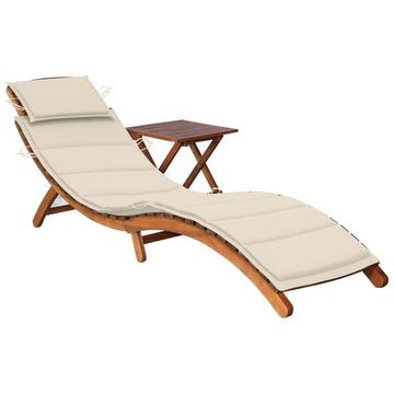 Chaise longue avec table bois d'acacia
