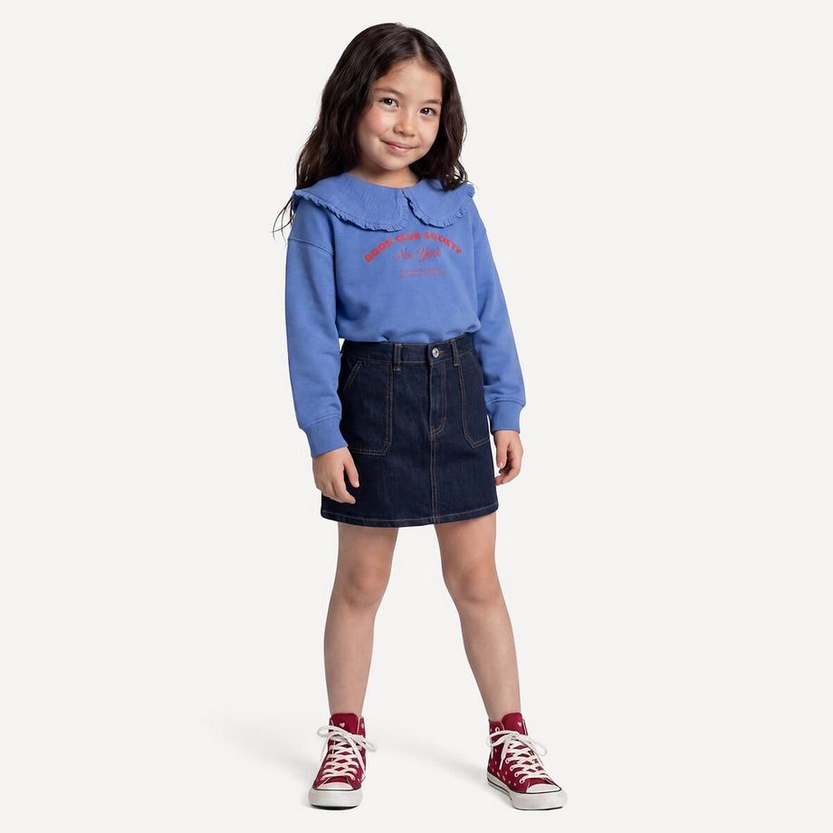 La Redoute Collections  Fleece-Sweatshirt mit Peter-Pan-Kragen und Aufdruck 