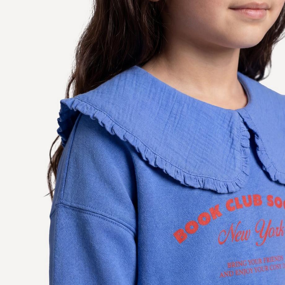 La Redoute Collections  Fleece-Sweatshirt mit Peter-Pan-Kragen und Aufdruck 