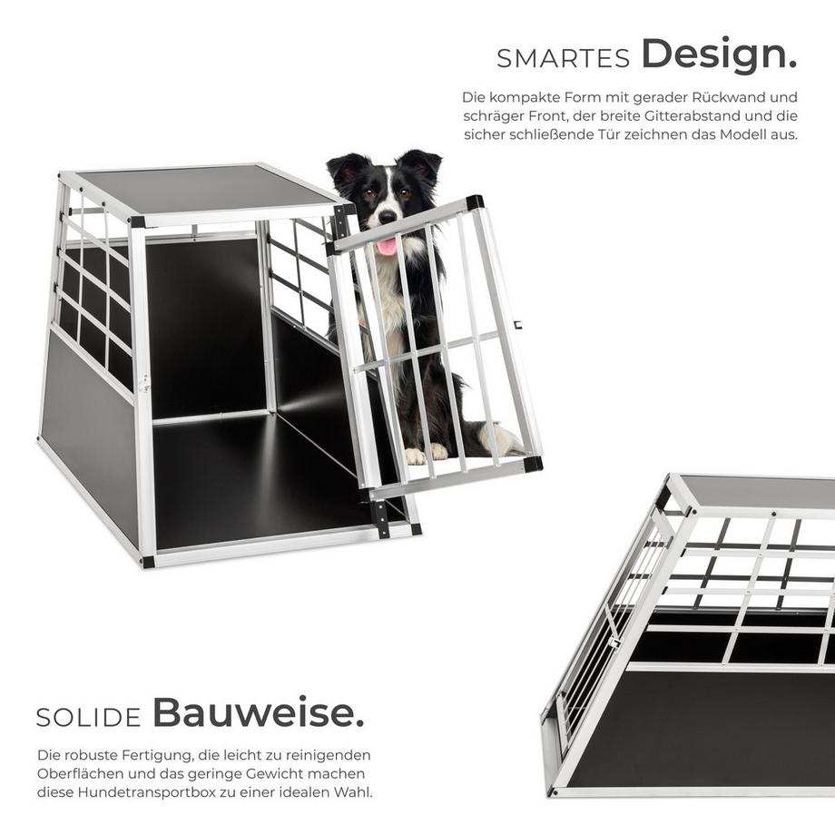 Tectake  Hundetransportbox single  mit gerader Rückwand aus Aluminium, robust und pflegeleicht 