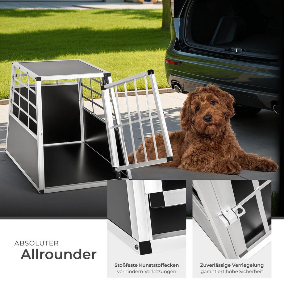 Tectake  Hundetransportbox single  mit gerader Rückwand aus Aluminium, robust und pflegeleicht 