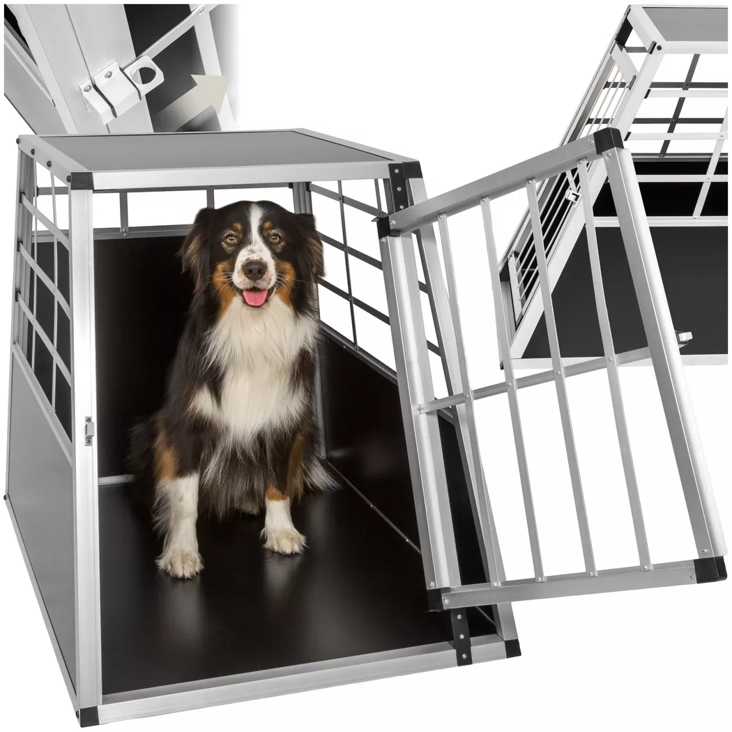 Tectake - Cage de transport pour chiens sécurisée avec dos droit