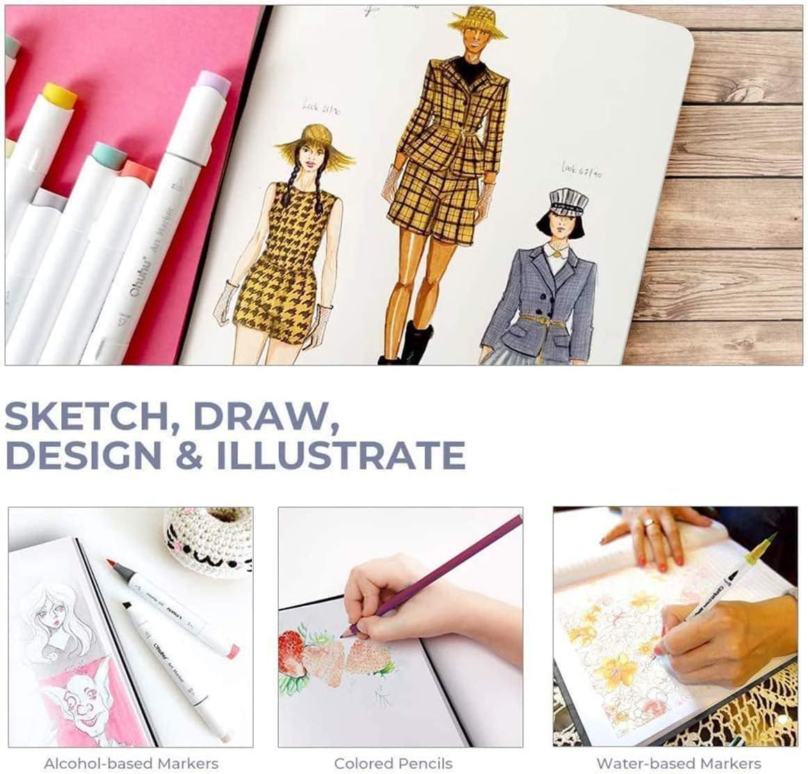 Ohuhu Carnet de croquis artistique 2 pièces 70 feuilles  