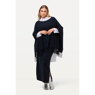 Ulla Popken  Poncho oversized en maille, avec encolure bateau et franges 