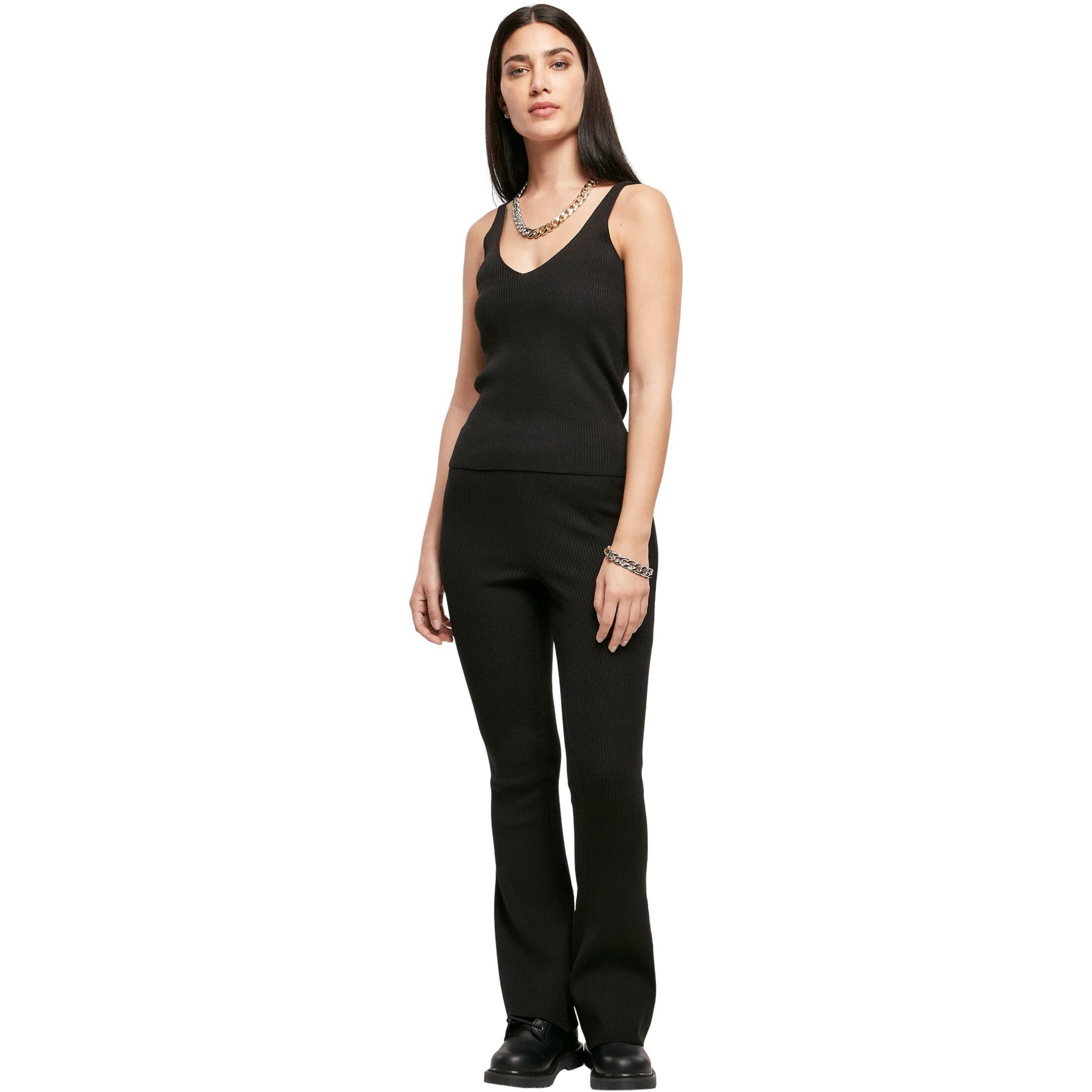 URBAN CLASSICS Top a costine scollo a V  