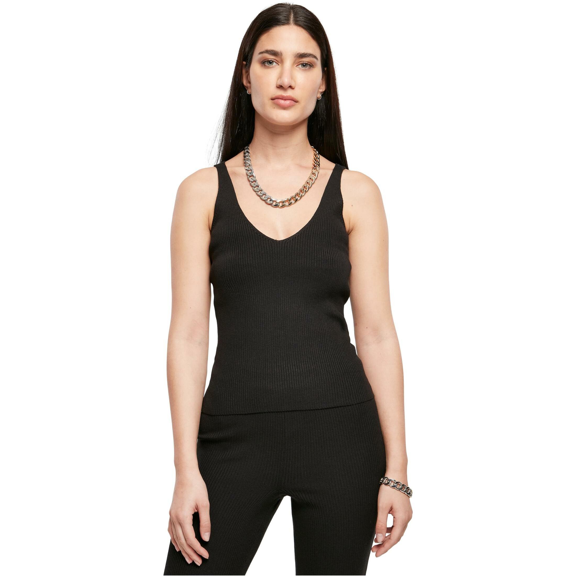 URBAN CLASSICS Top a costine scollo a V  