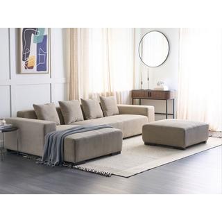 Beliani Ecksofa mit Ottomane aus Cord Modern LUNGO  