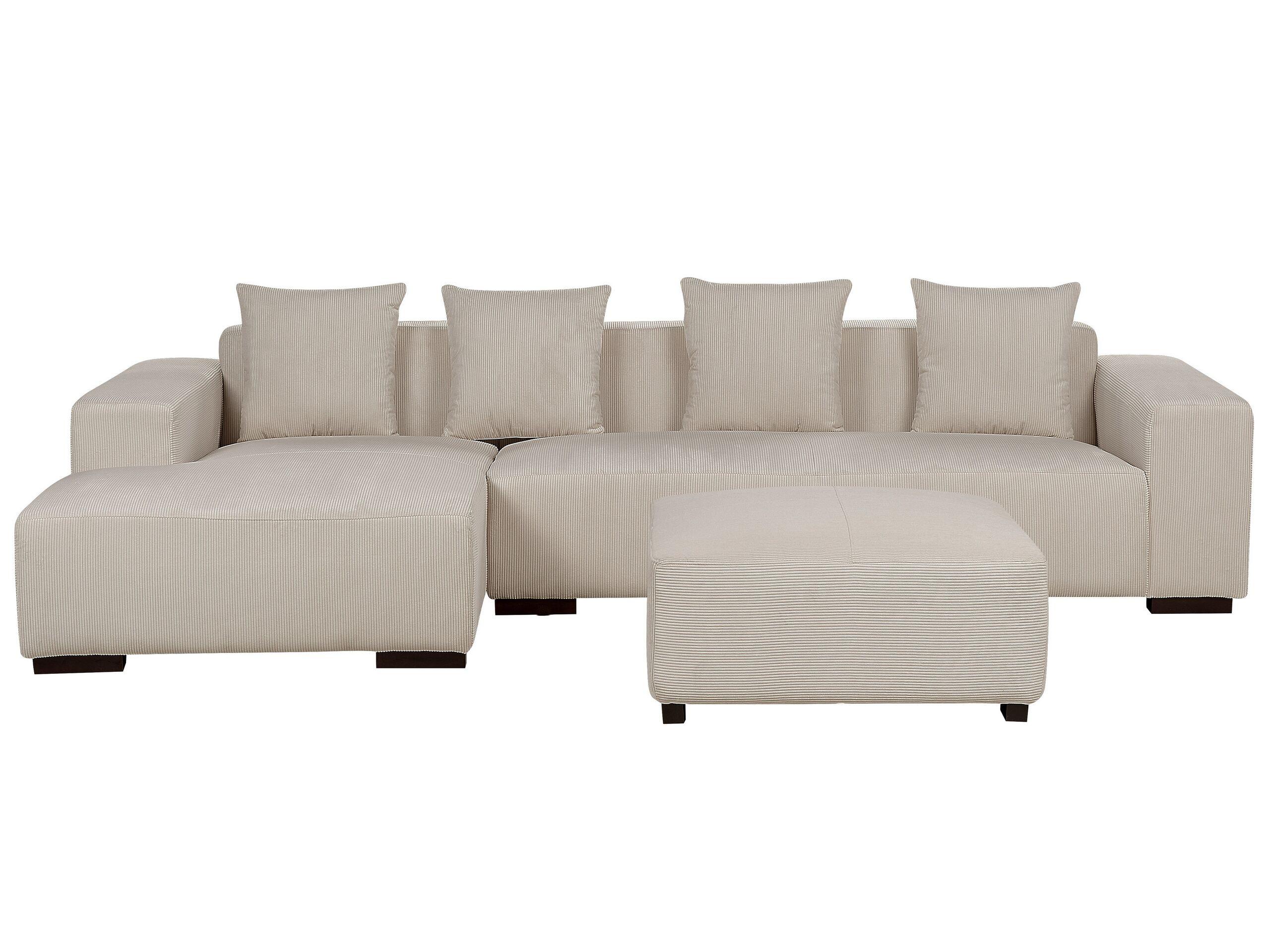 Beliani Ecksofa mit Ottomane aus Cord Modern LUNGO  